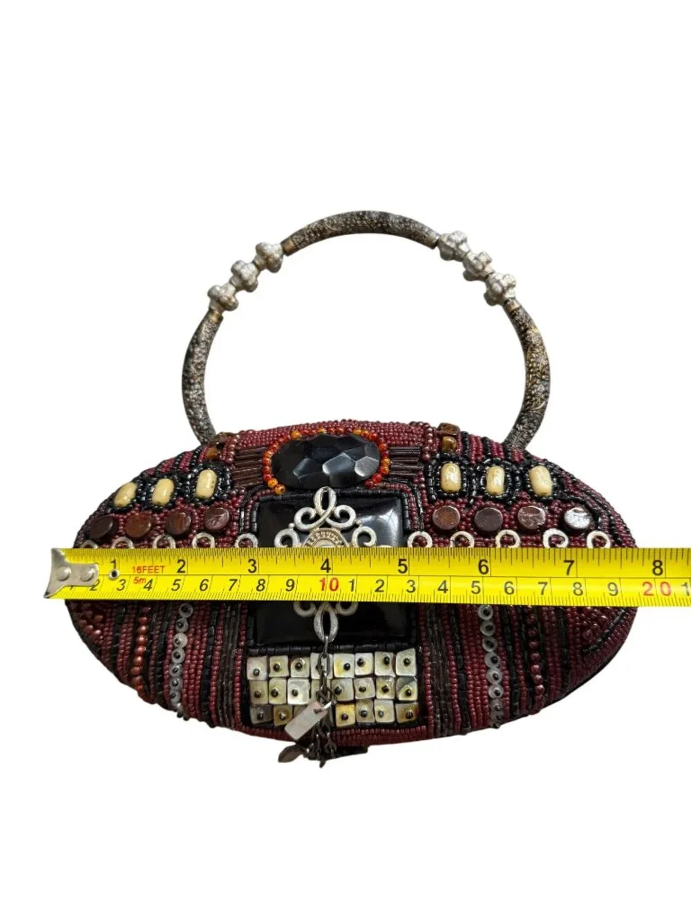 MARY FRANCES Beaded Top Handle Evening Bag